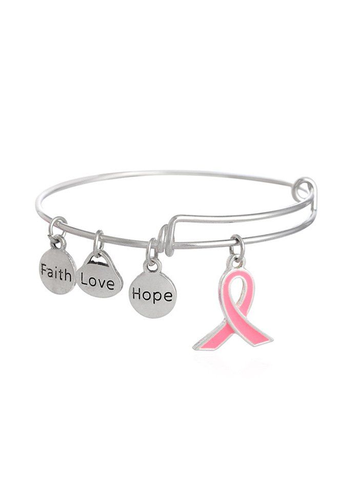 

Ribbon Shape Letter Adjustable Bracelet, Silver