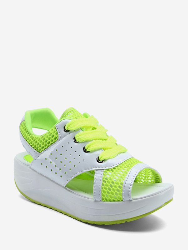

Mesh Trim Breathable Design Sandals, Yellow green