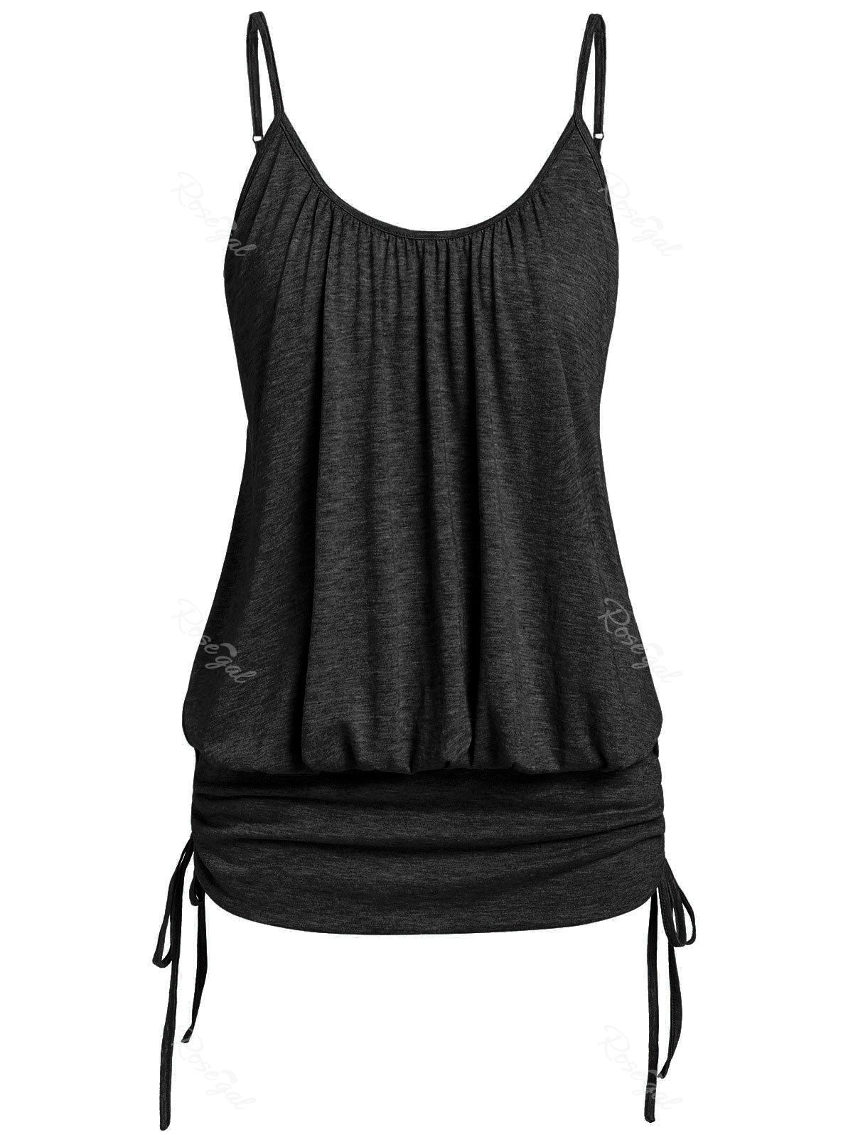 

Plus Size Cami Ruched Space Dye Tank Top, Dark slate grey