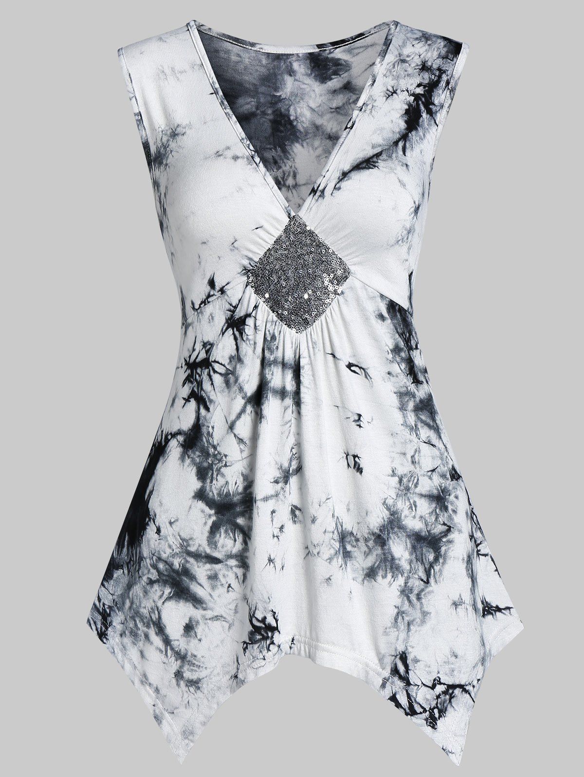 

Tie Dye Sequined Asymmetrical Tank Top, Multi-a