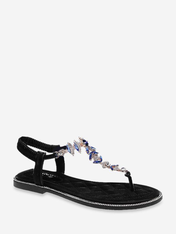 

Chic Rhinestone Decoration Toe Clip Sandals, Black