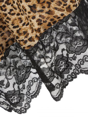 

Leopard Lace Hem See Through Plus Size Babydoll