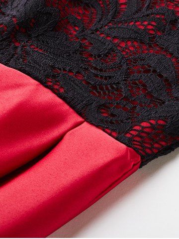 

Plus Size Lace Insert Off Shoulder Pin Up Dress, Red