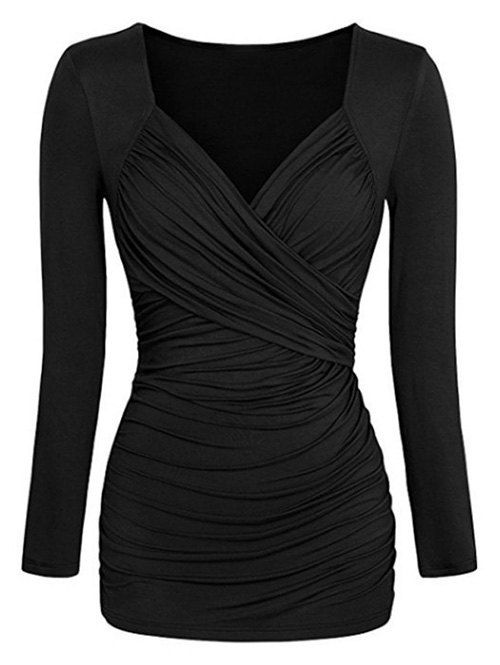 

Ruched Sweetheart Slim T-shirt, Black