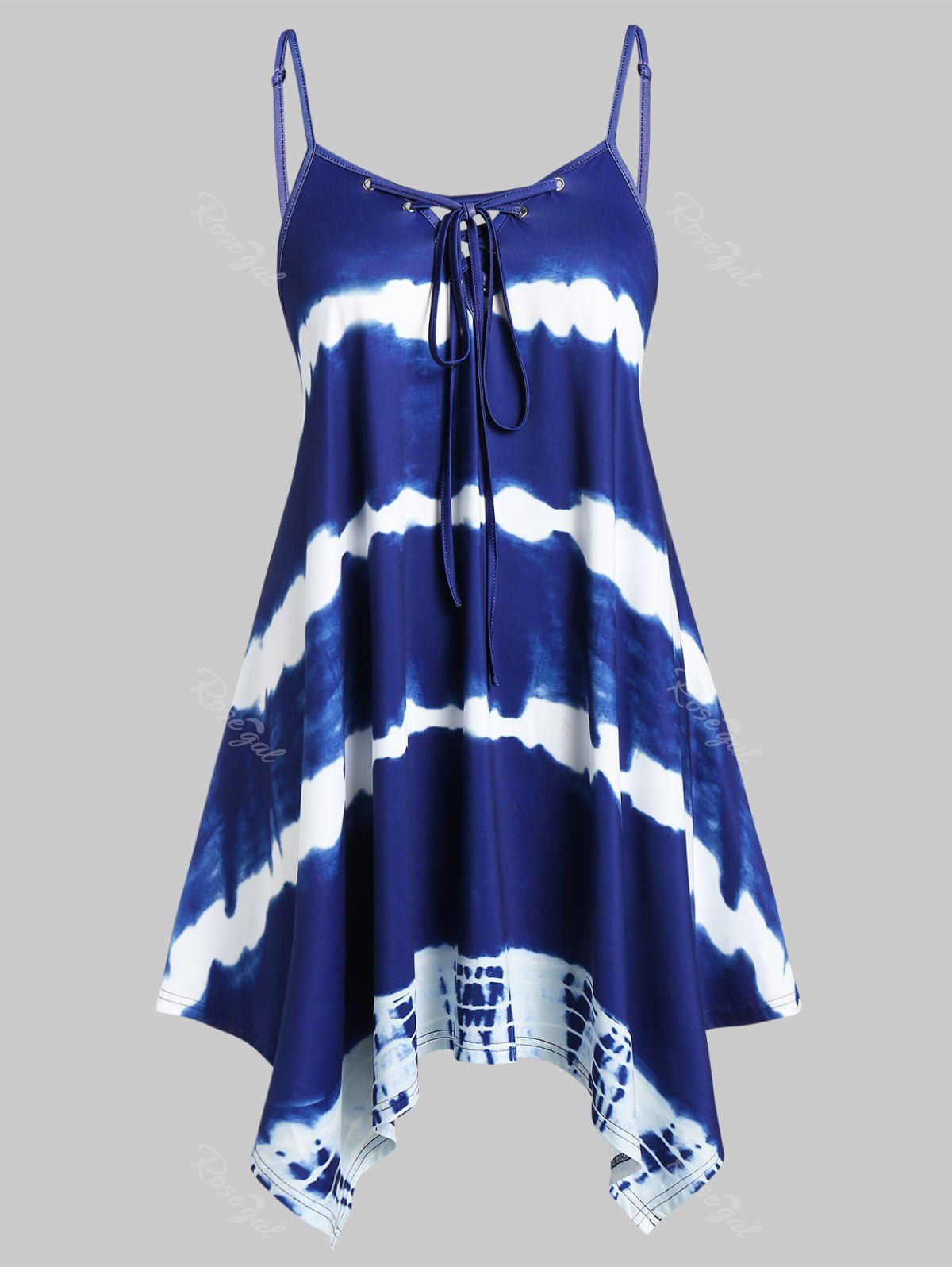 

Plus Size Printed Cami Asymmetrical Tank Top, Midnight blue