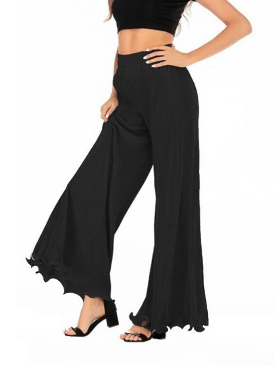

Pleated High Waisted Loose Pants, Black