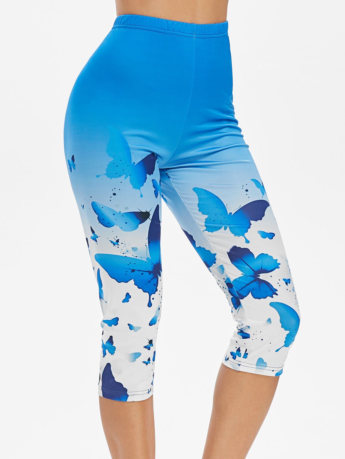 

Butterfly Print Skinny Capri Leggings, Multi
