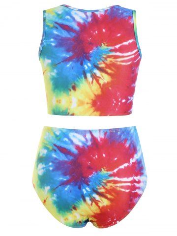 Twist Front Tie Dye Padded Tankini Swimsuit
