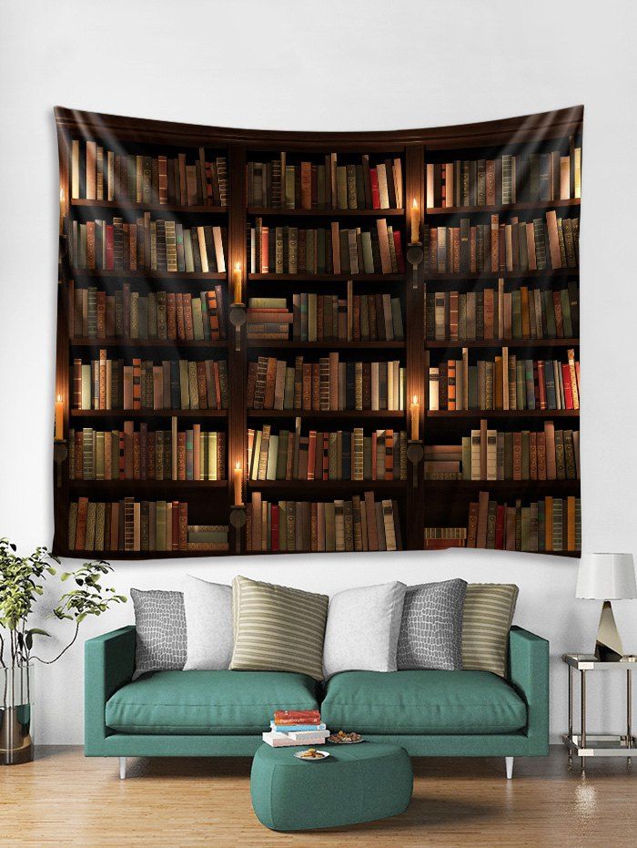 

Bookcase Print Tapestry Wall Hanging Art Decoration, Wood