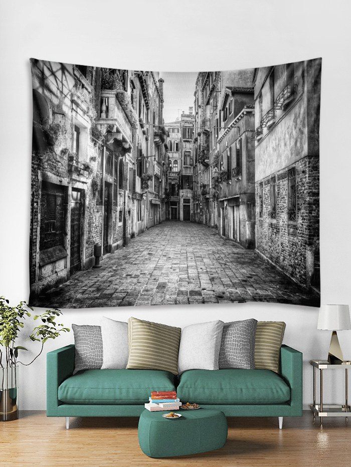 

Retro Street Print Tapestry Wall Hanging Art Decoration, Wood