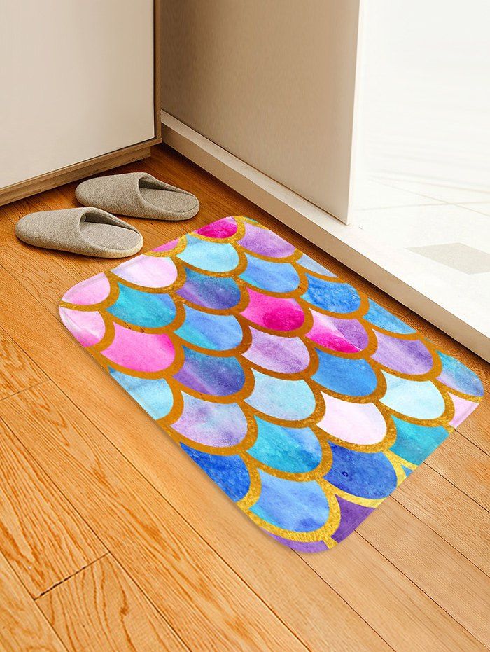 [52 OFF] Fish Scale Colorful Printed Floor Rug Rosegal