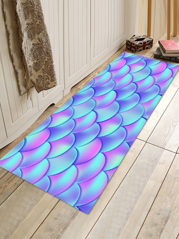 

Fish Scale 3D Print Floor Rug, Multi-a