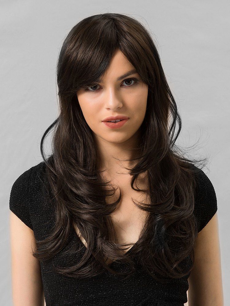 Side Bang Natural Wave Long Human Hair Wig