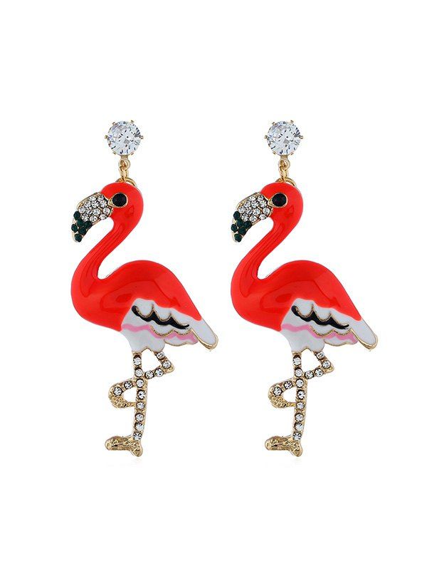 

Rhinestone Flamingo Drop Earrings, Red