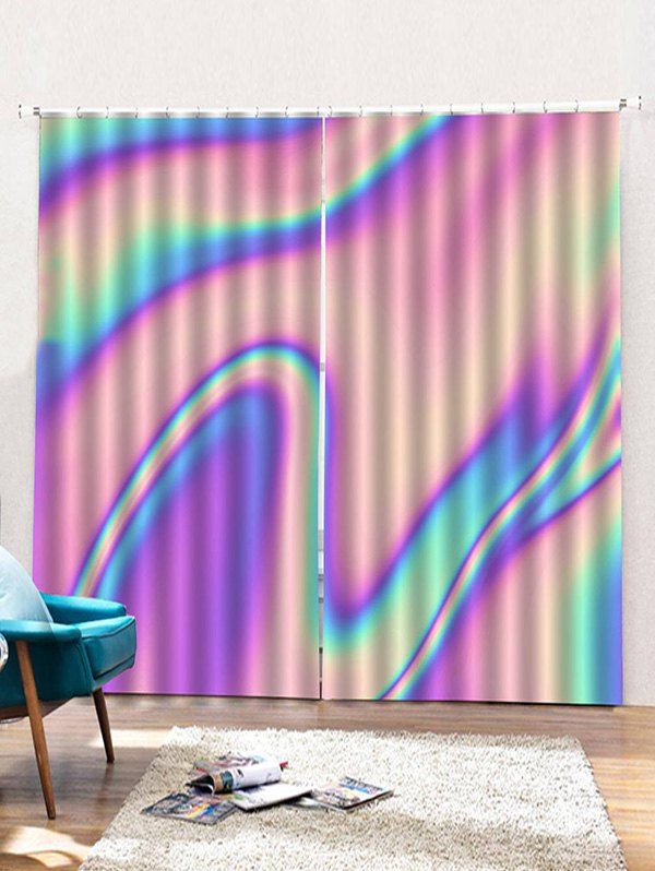 

2 Panels Iridescent Print Window Curtains, Multi-c