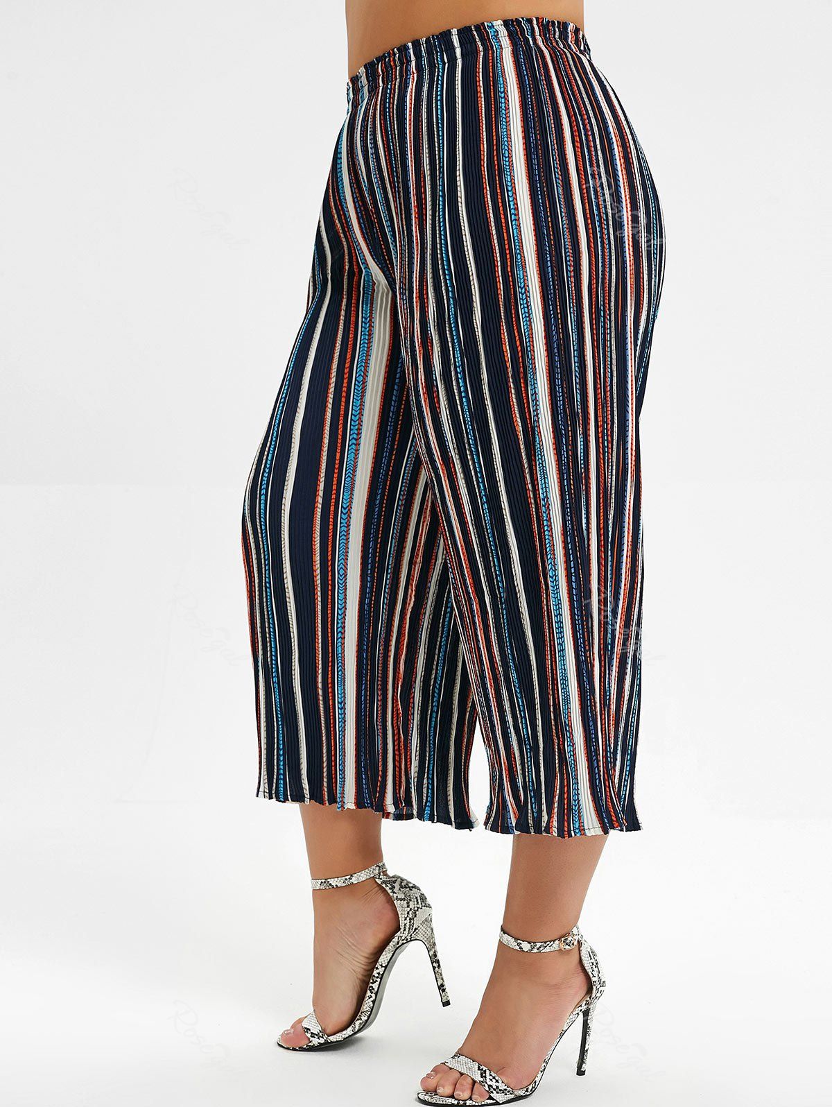 

Plus Size Boho Pleated Palazzo Pants, Multi-f