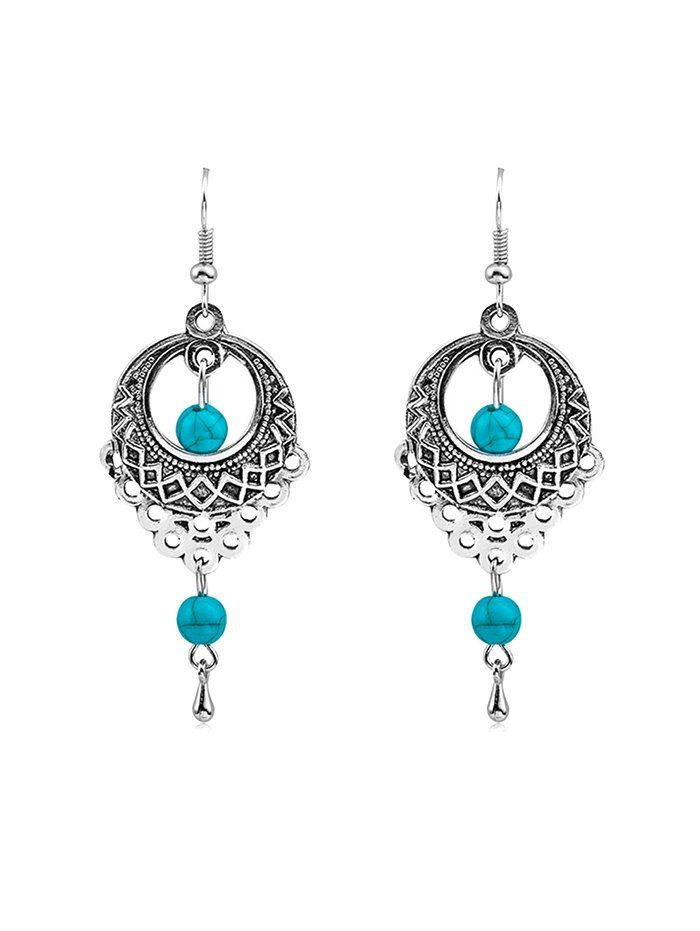 

Vintage Artificial Turquoise Drop Earrings, Silver