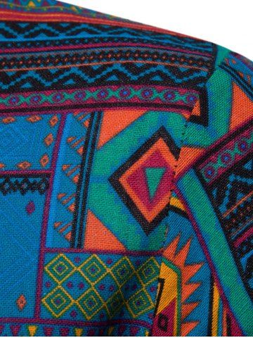 

Ethnic Geometric Pattern Short Sleeves Shirt, Blue