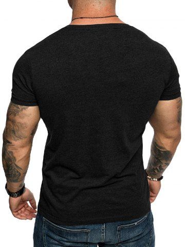 

Solid Color Pocket Design Short Sleeves T-shirt, Black