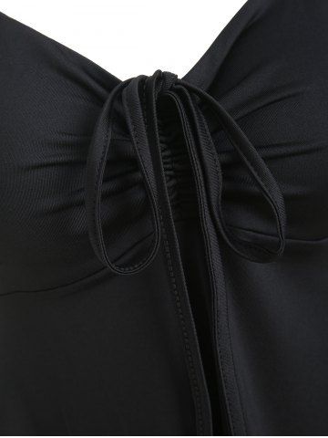 

Cinched Sweetheart Neck Asymmetrical Top, Black