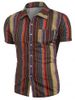 Vintage Striped Pocket Button Up Shirt -  