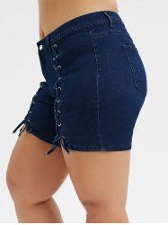 plus size jean shorts with lace