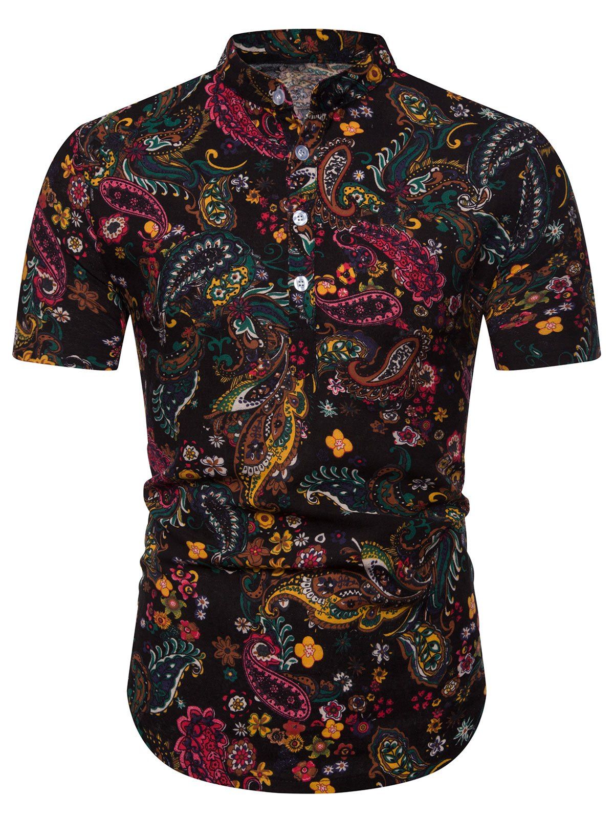 

Paisley Printed Short Sleeves Shirt, Black