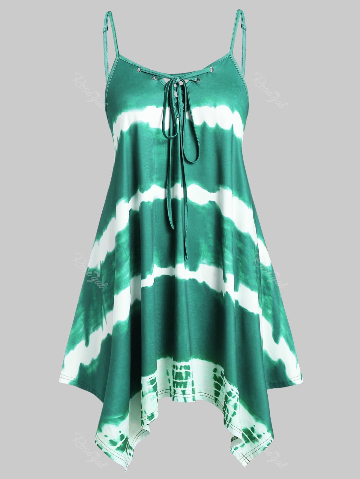 

Plus Size Printed Cami Asymmetrical Tank Top, Light sea green