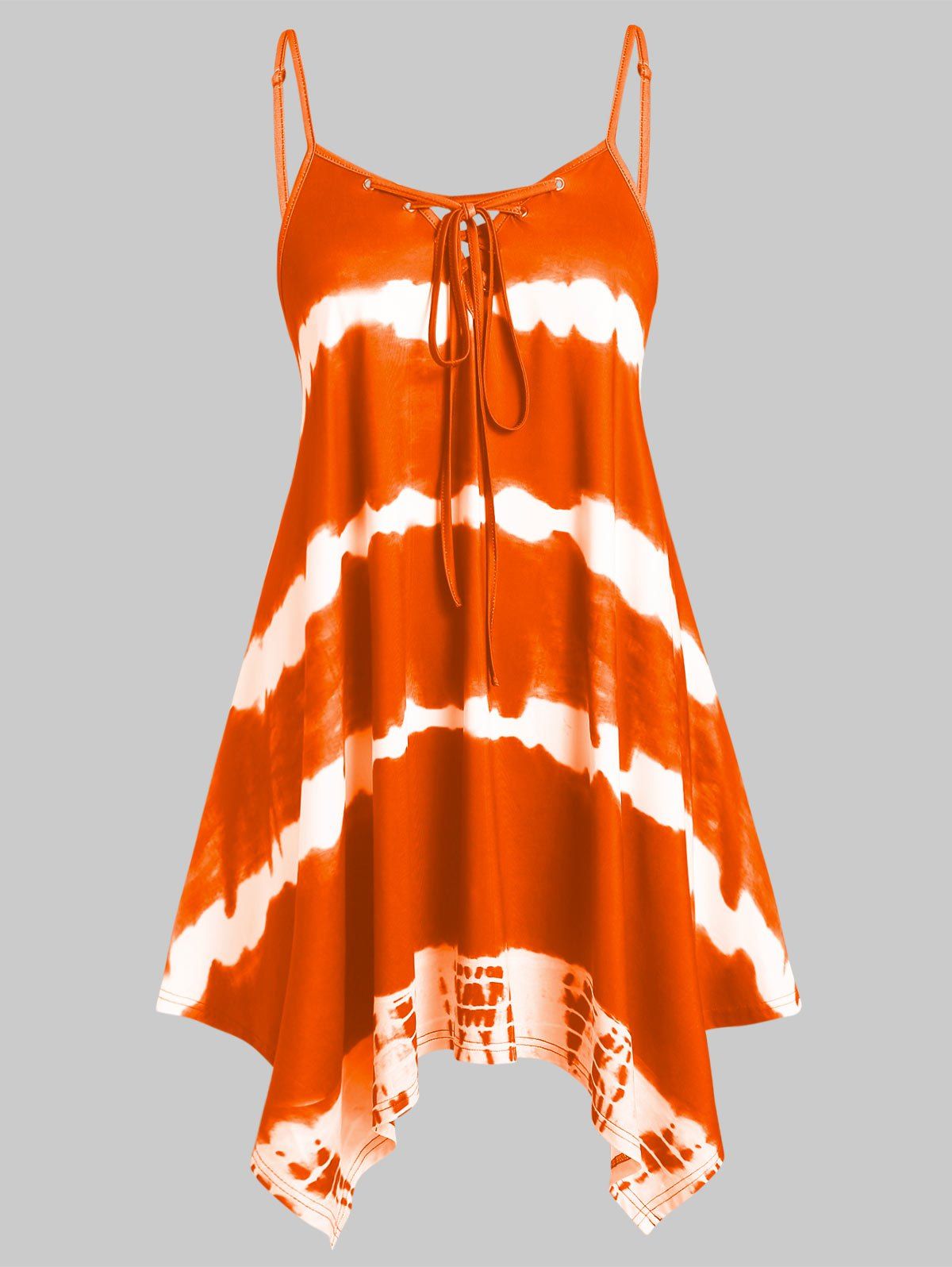 

Plus Size Printed Cami Asymmetrical Tank Top, Orange