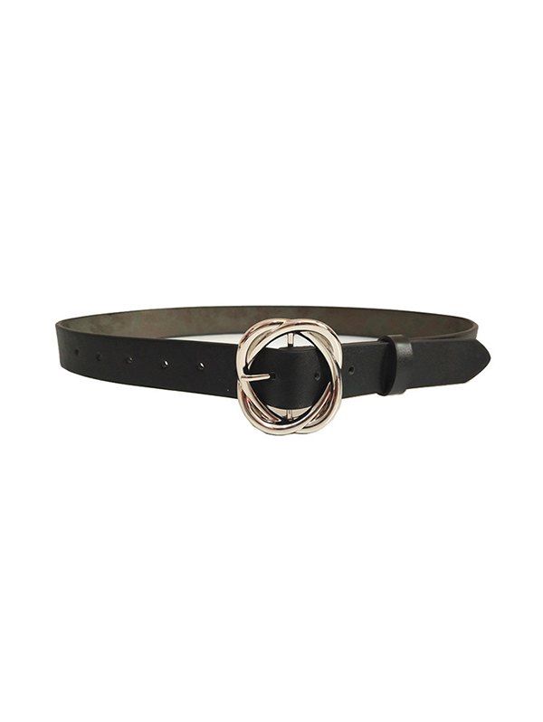 

Twining Pattern Buckle Design Thin Belt, Black