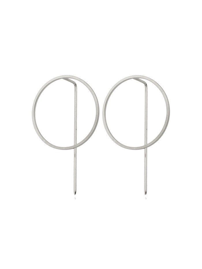 

Minimalist Circle Ear Through Earrings, Silver