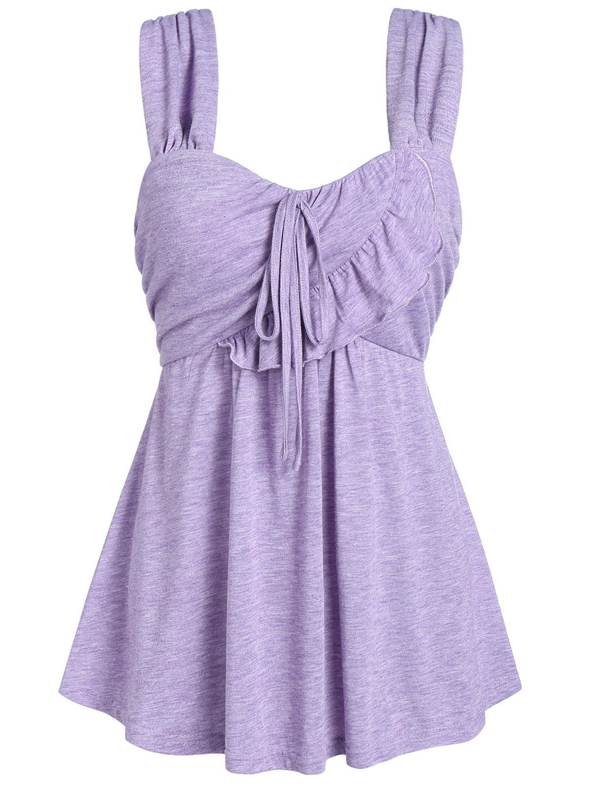

Space Dye Print Ruffle Hem Bowknot Tank Top, Mauve