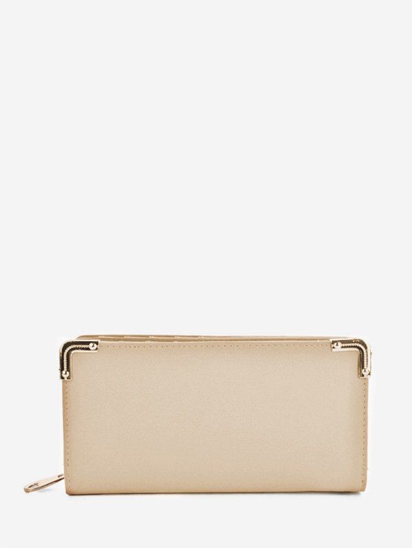 

Long Solid Zipper Clutch Bag, Beige