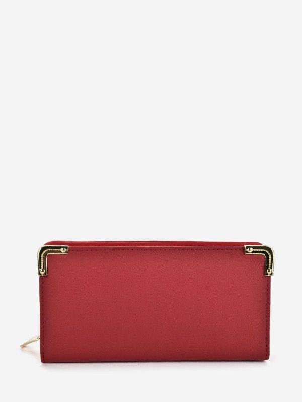 

Long Solid Zipper Clutch Bag, Red