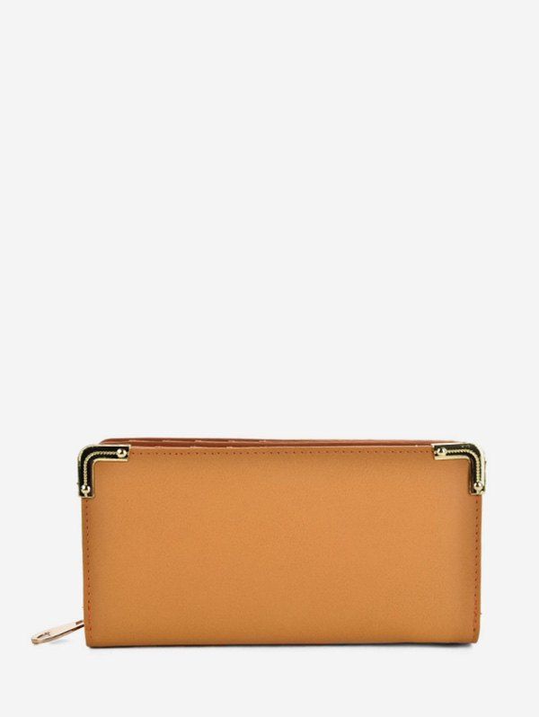 

Long Solid Zipper Clutch Bag, Orange gold