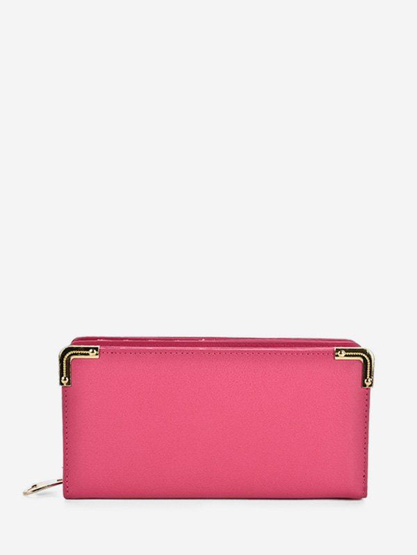 

Long Solid Zipper Clutch Bag, Rose red