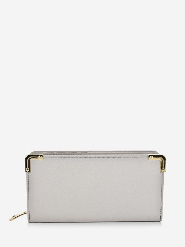 

Long Solid Zipper Clutch Bag, Gray