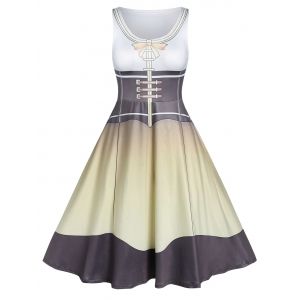 

Plus Size Printed Pin Up Dress, White
