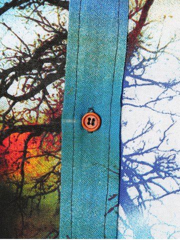 

Colorful Forest Scenery Painting Print Long Sleeves Shirt, Blue