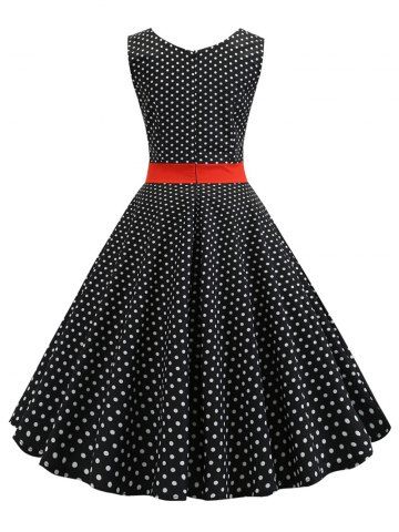 

Plus Size Peter Pan Collar Polka Dot Print Sleeveless Vintage Dress, Black