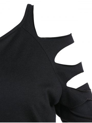 

Ripped Hollow Out Long Sleeve Tee, Black