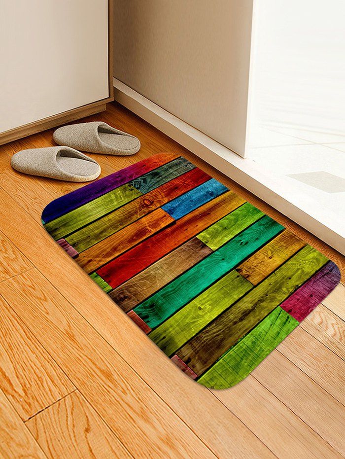 

Colorful Color Spliced Wood Grain Rug, Multi-h