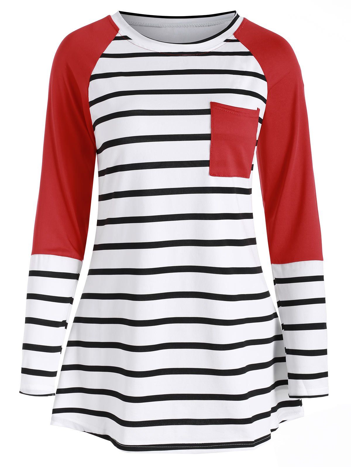 

Striped Pocket Longline T-shirt, Lava red
