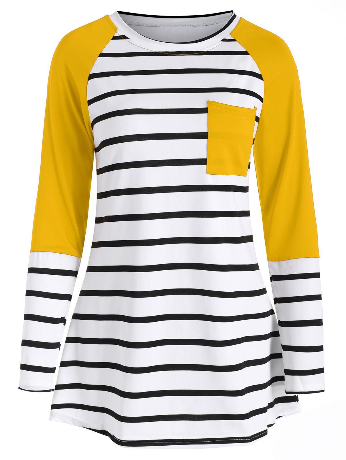 

Striped Pocket Longline T-shirt, Sun yellow