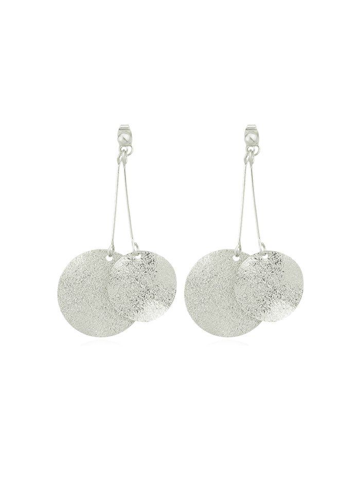 

Round Disc Decoration Alloy Earrings, Silver
