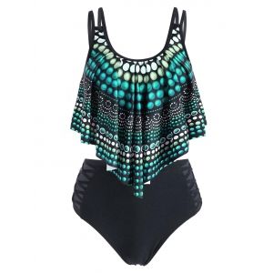 

Polka Dot Criss Cross High Waisted Tankini Swimwear, Medium turquoise