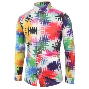 

Novelty Colorful Printed Long Sleeves Shirt, Multi a