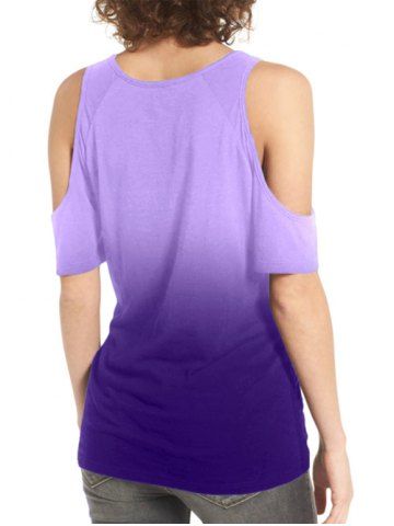 

Cold Shoulder Ombre Twist Hem T Shirt, Purple