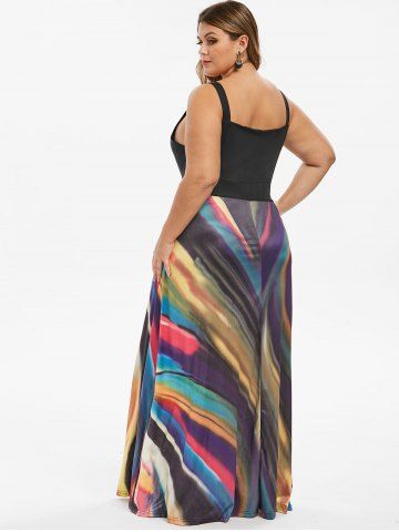 

Plus Size Rainbow Maxi Surplice Dress, Multi-a
