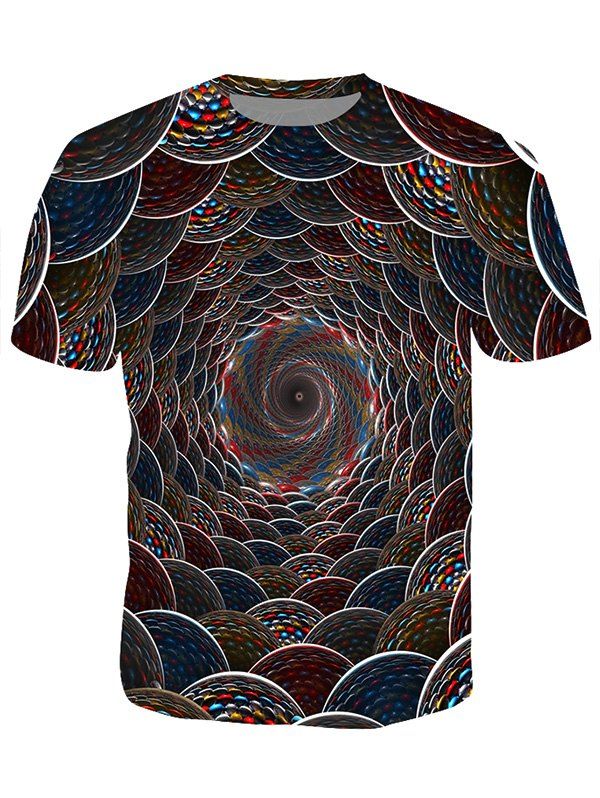 

Mermaid Scales Swirl Print Short Sleeves Casual T-shirt, Black